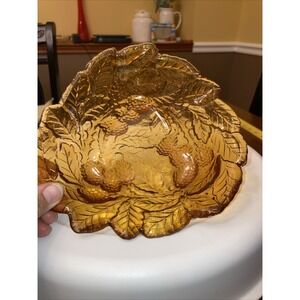 Vintage Indiana‎ Amber Carnival Glass Loganberry/ Grape Triangle Dish